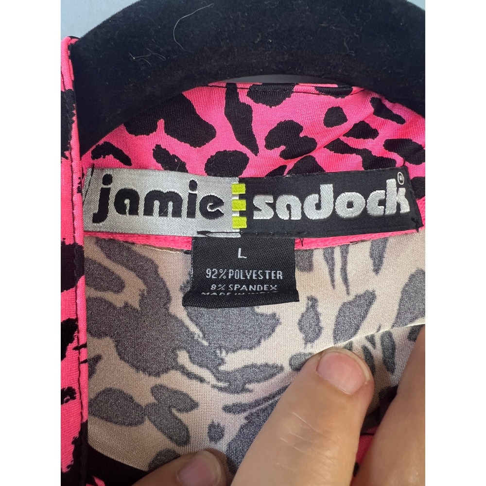 Jamie Sadock Short Sleeve Multicolor Leopard Print 1/4 Zip Golf Shirt SZ L - Picture 2 of 6